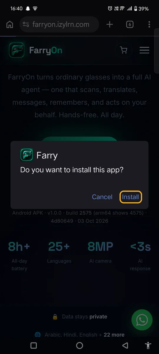 Do you want to install this app? dialog