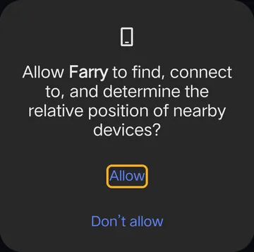 Nearby devices permission