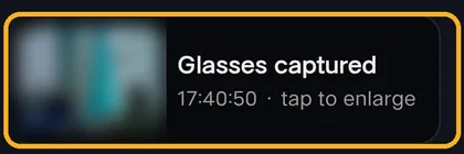 Glasses captured card with a photo thumbnail
