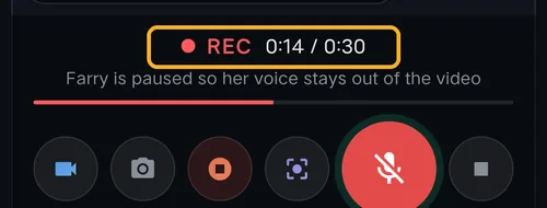 Recording bar: REC 0:14 of 0:30