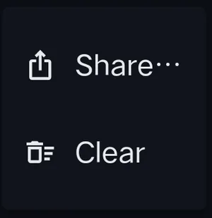 Share and Clear menu
