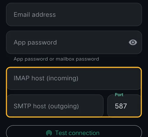 Custom provider with IMAP and SMTP server fields