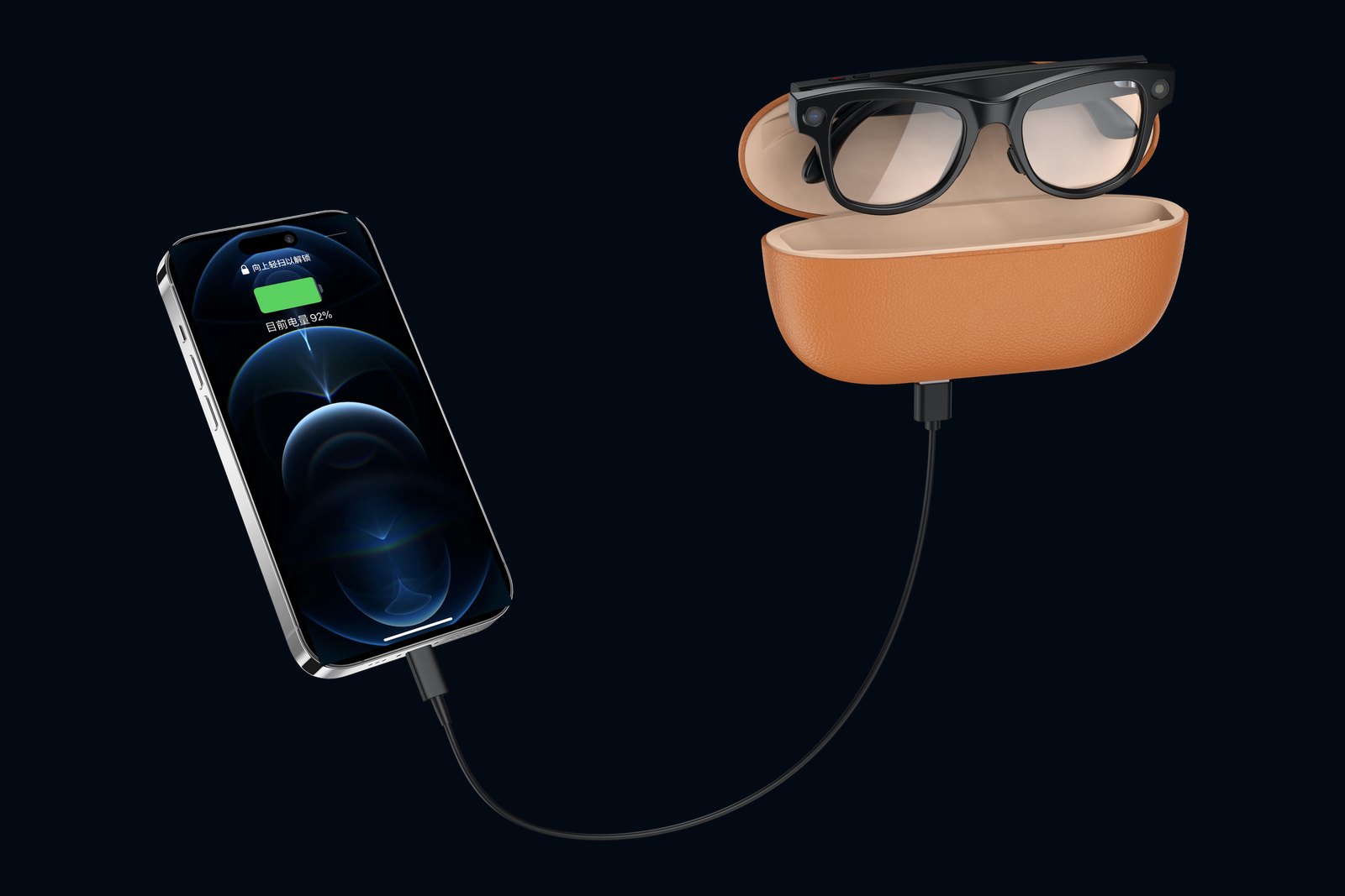 Farry GS5 MAX charging in its case, with the case charging a phone